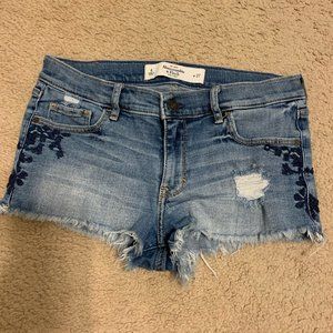 Super Short Embroidered Detail Jean Shorts